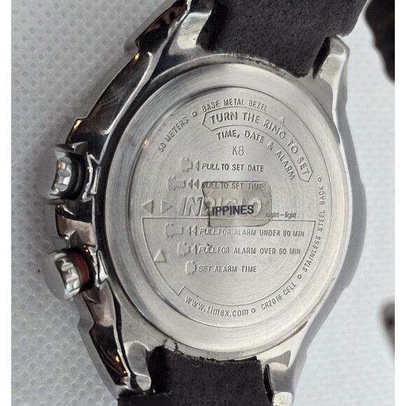 Womens Timex Shenmue Alarm Date Indiglo Silver Tone Brown Leather Strap Watch 11 - Picture 9 of 9